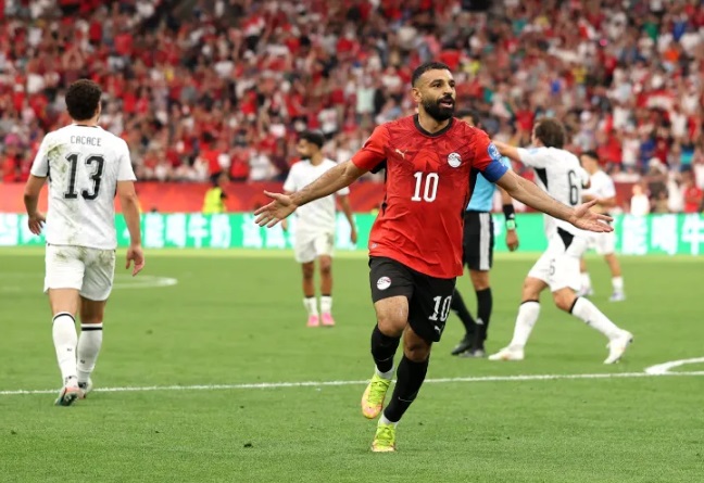 Egypt's Mohamed celebrates scoring his team's second goal during the FIFA World Cup 2026 Group G match against New Zealand at BC Place, Vancouver, on June 21, 2026